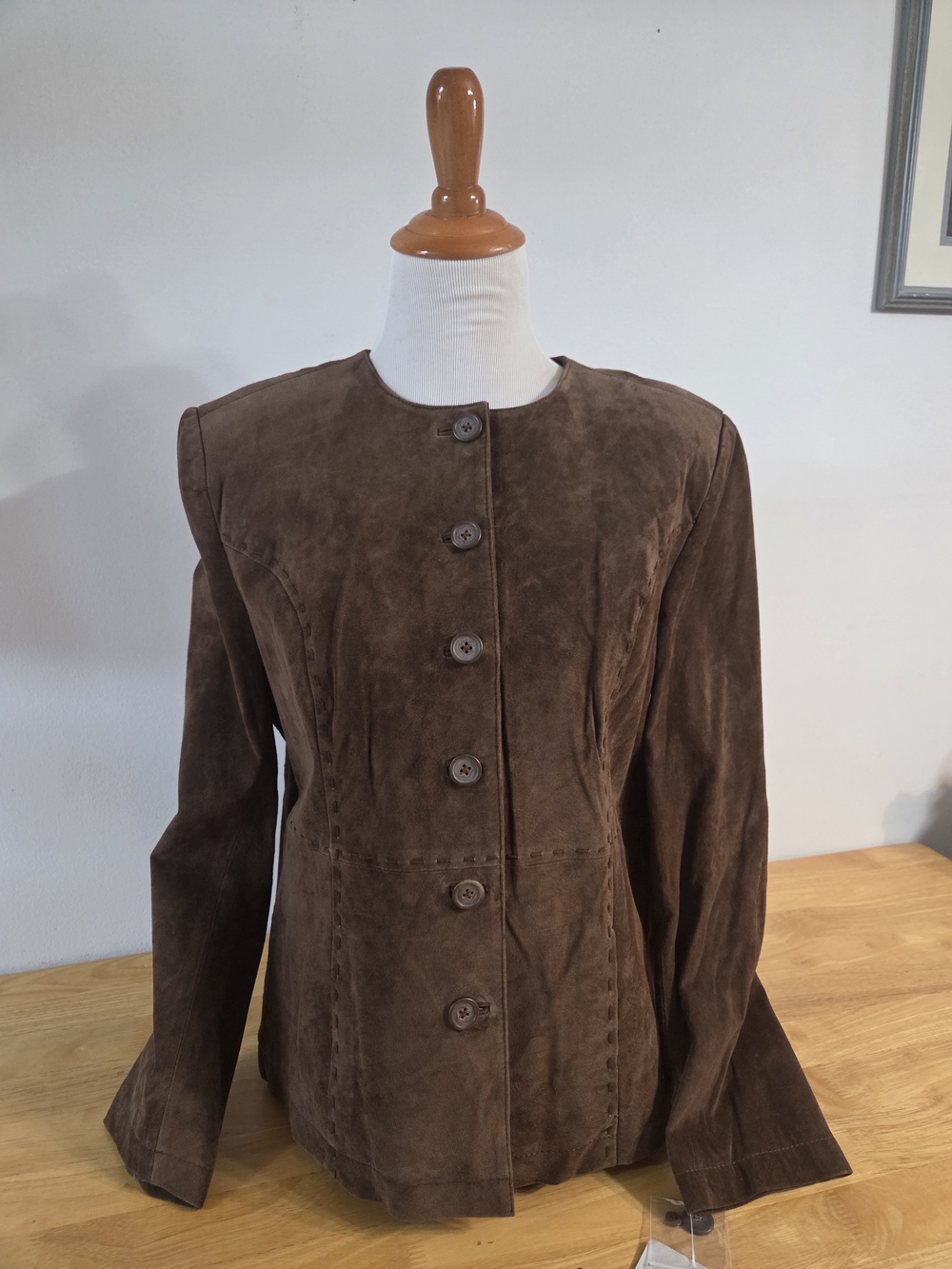 Women's Brown Suede Button-Front Jacket